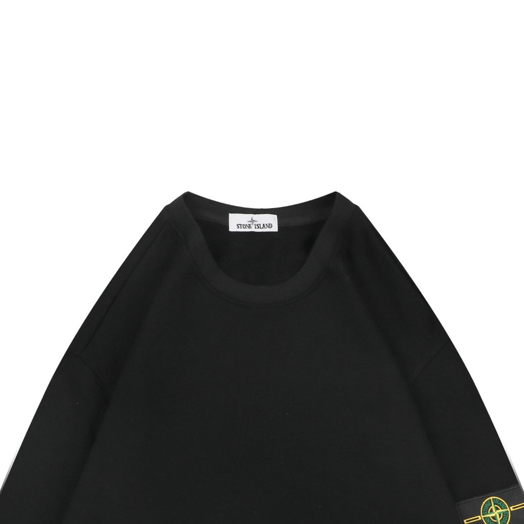 Stone Island Sleeve Compass Badge Crewneck Sweatshirt — Black