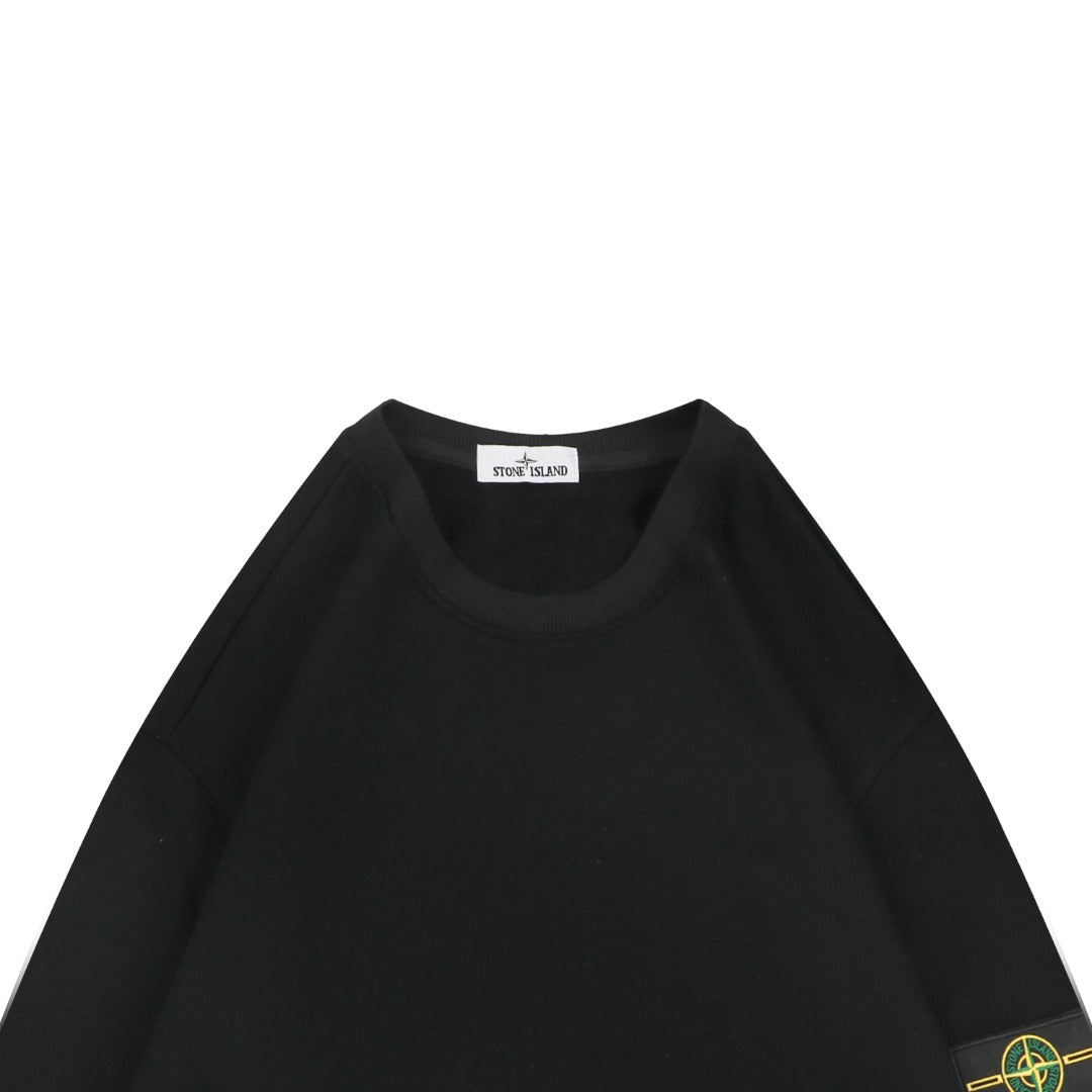 Stone Island Sleeve Compass Badge Crewneck Sweatshirt — Black