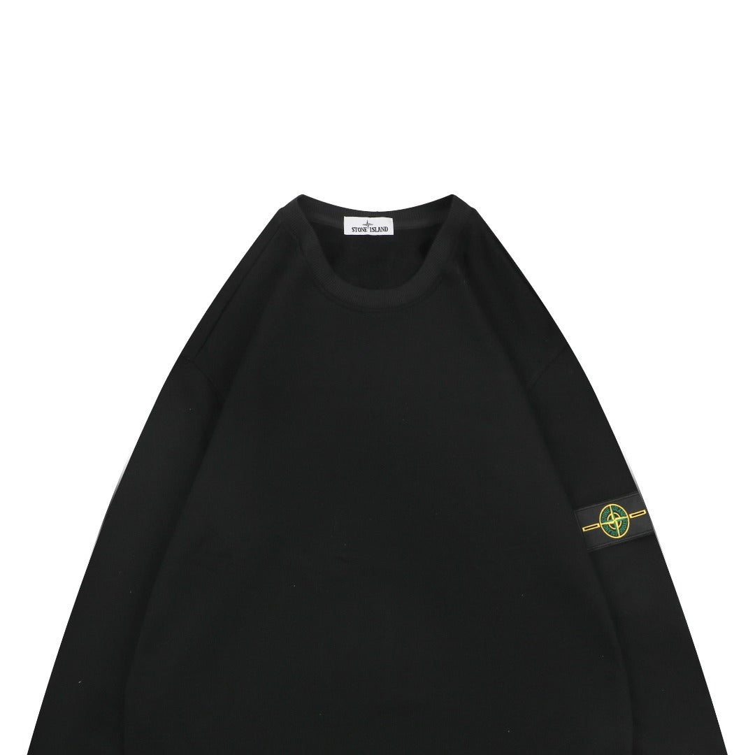 Stone Island Sleeve Compass Badge Crewneck Sweatshirt — Black