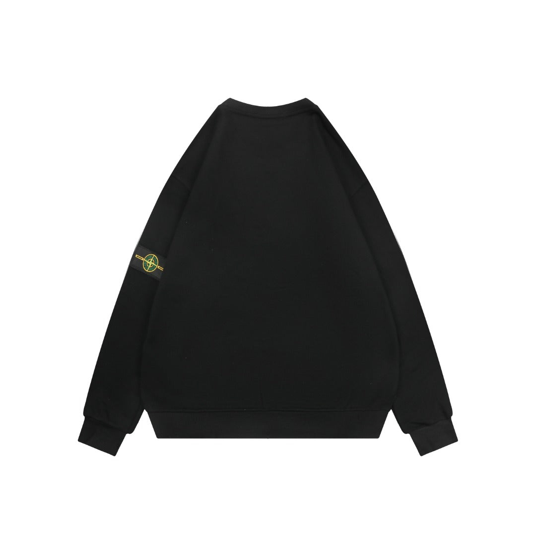 Stone Island Sleeve Compass Badge Crewneck Sweatshirt — Black