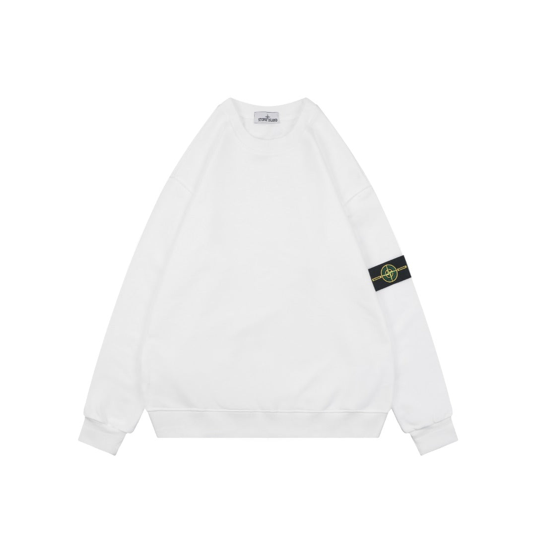 Stone Island Arm Badge Crew Neck Sweatshirt — White