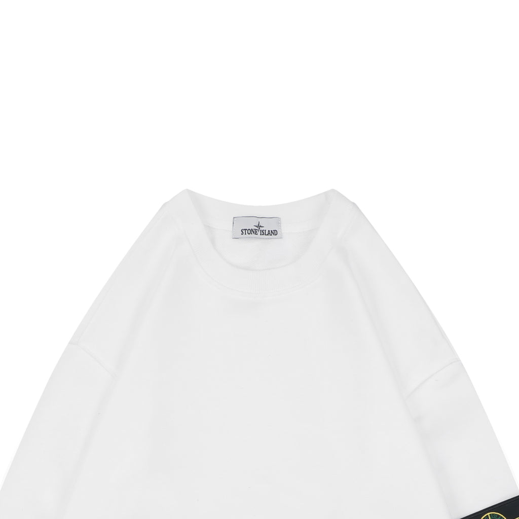 Stone Island Arm Badge Crew Neck Sweatshirt — White