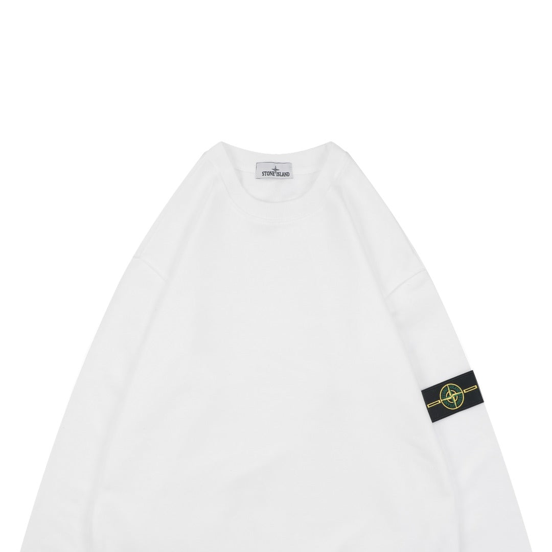 Stone Island Arm Badge Crew Neck Sweatshirt — White
