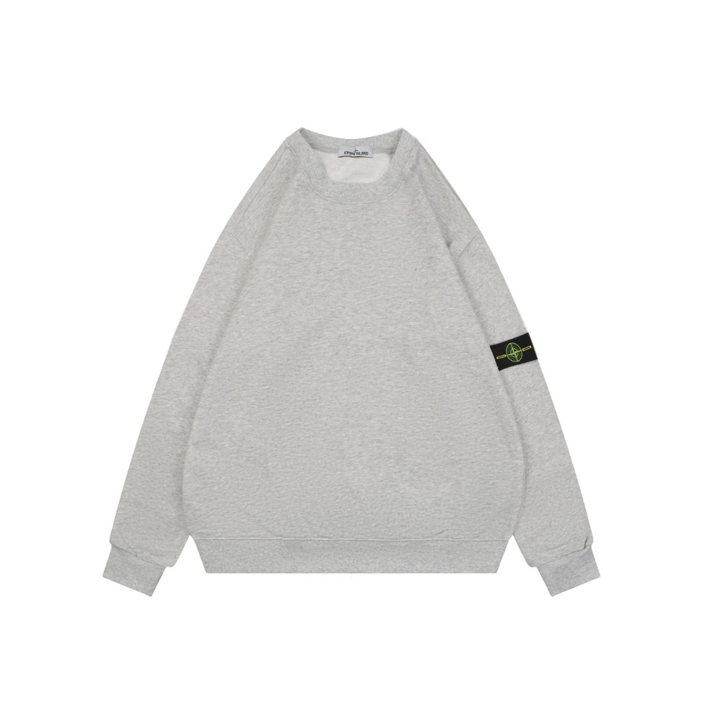 Stone Island Arm Badge Crew Neck Sweatshirt — Light Grey