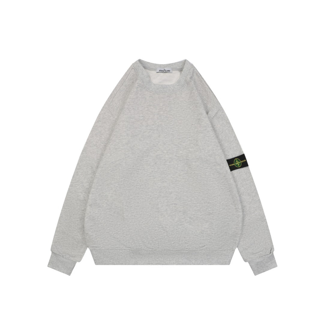 Stone Island Arm Badge Crew Neck Sweatshirt — Light Grey