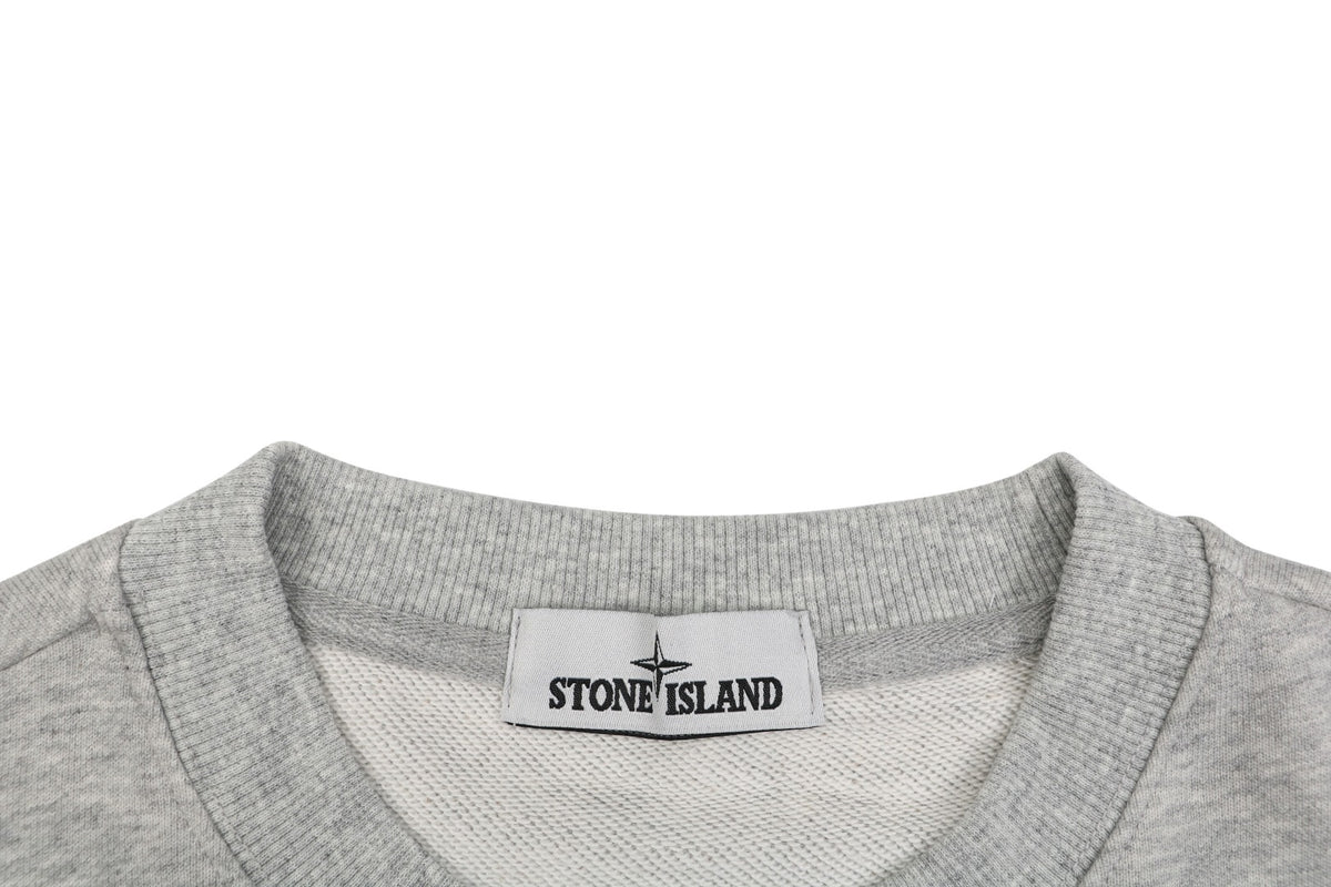 Stone Island Arm Badge Crew Neck Sweatshirt — Light Grey
