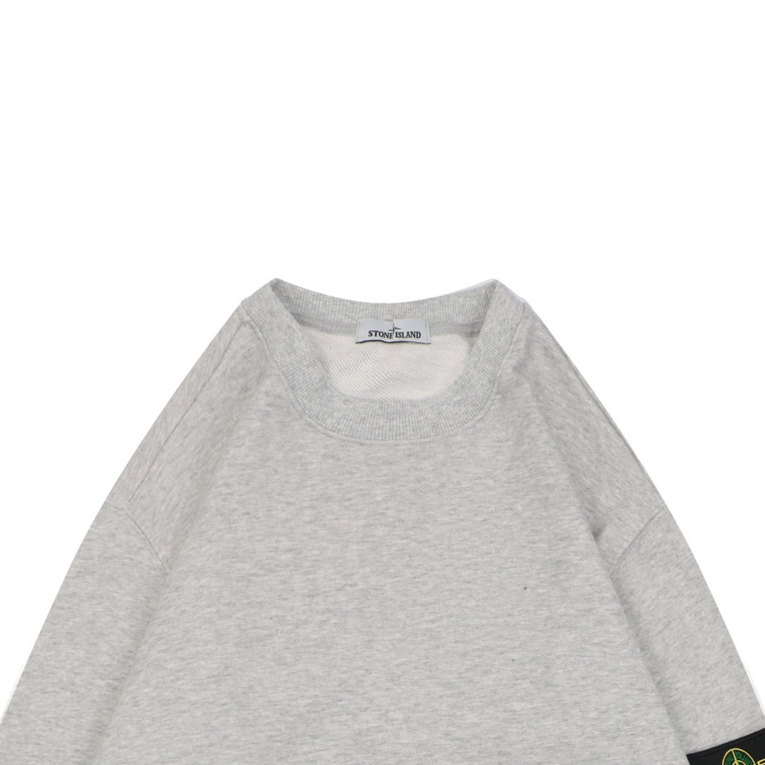 Stone Island Arm Badge Crew Neck Sweatshirt — Light Grey