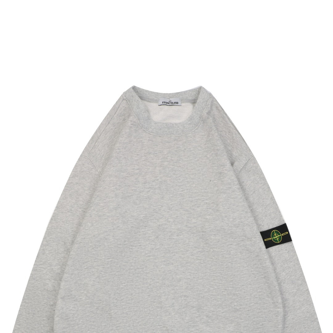 Stone Island Arm Badge Crew Neck Sweatshirt — Light Grey