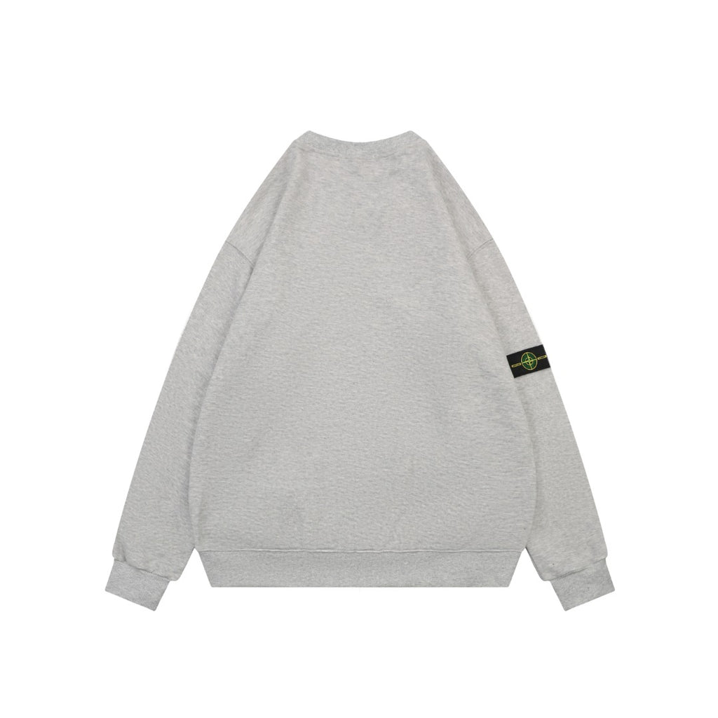Stone Island Arm Badge Crew Neck Sweatshirt — Light Grey