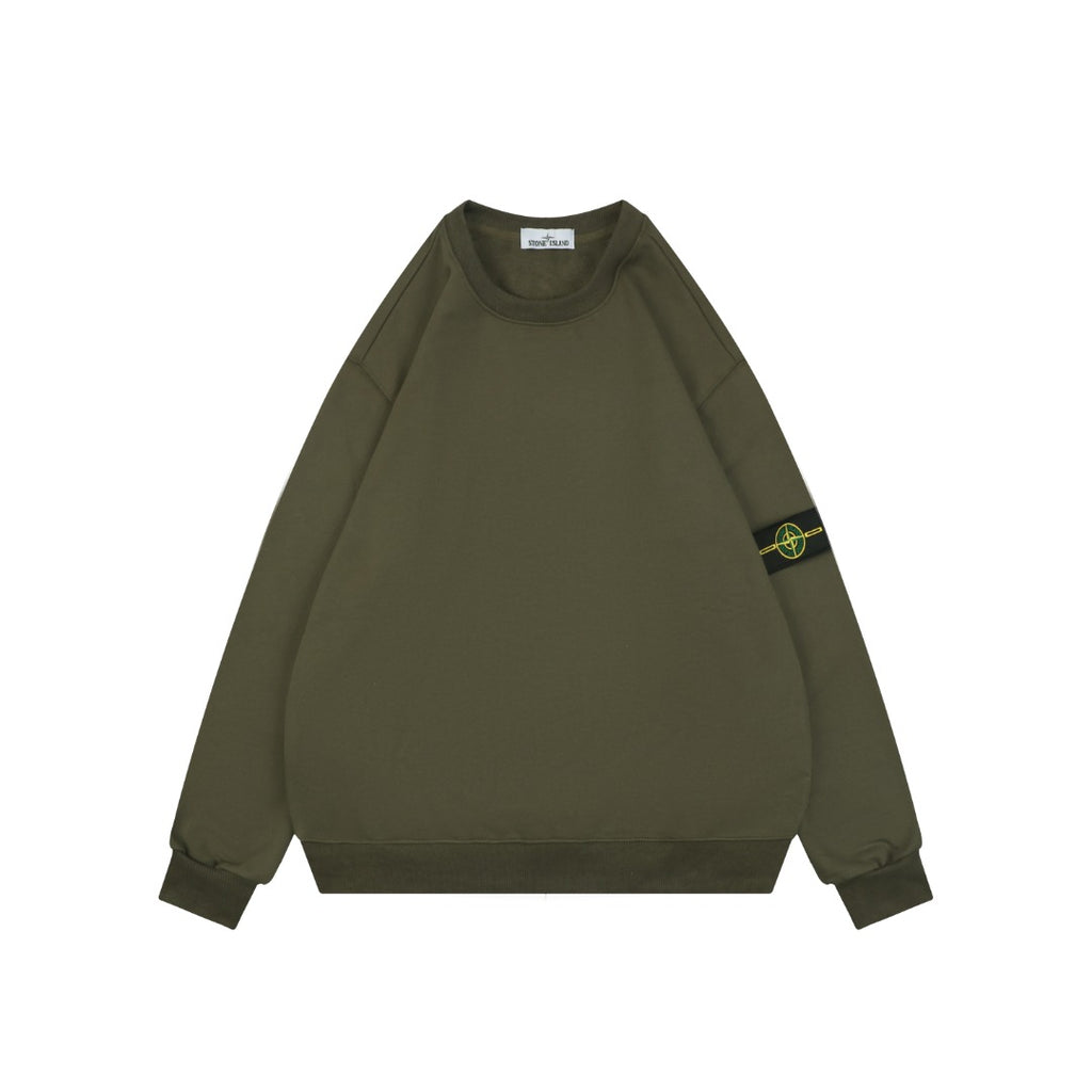 Stone Island Arm Badge Crew Neck Sweatshirt — Olive Green