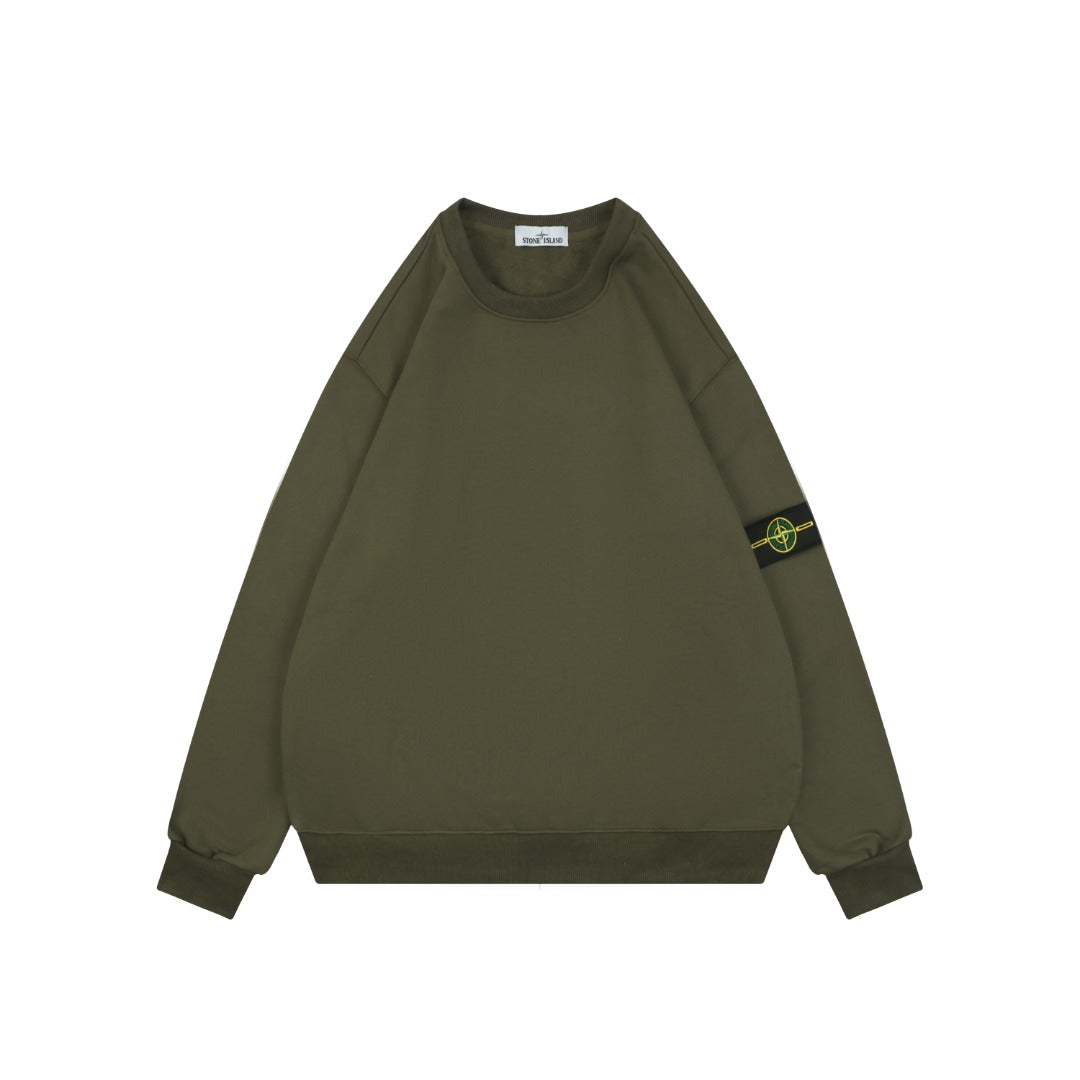Stone Island Arm Badge Crew Neck Sweatshirt — Olive Green
