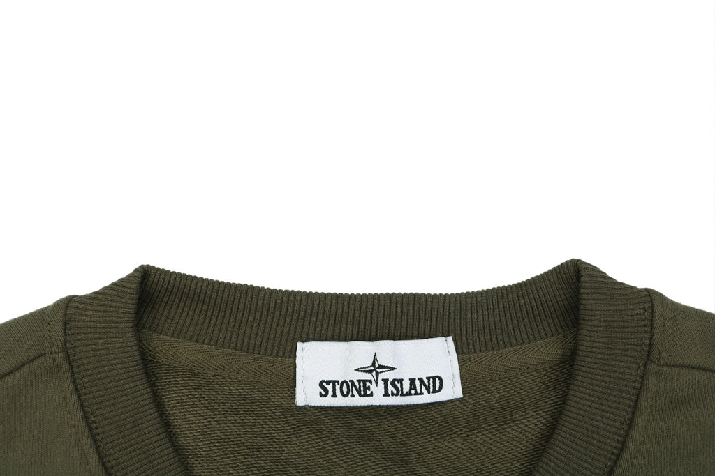 Stone Island Arm Badge Crew Neck Sweatshirt — Olive Green