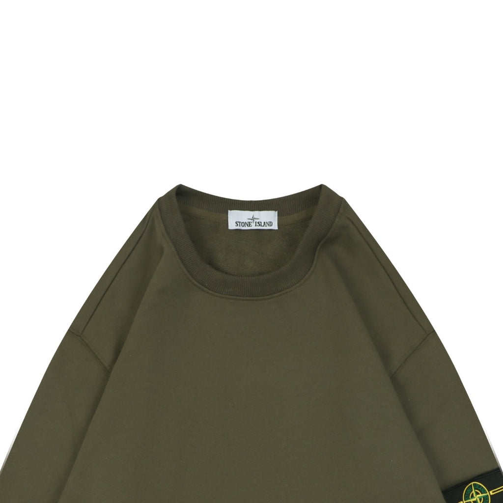 Stone Island Arm Badge Crew Neck Sweatshirt — Olive Green