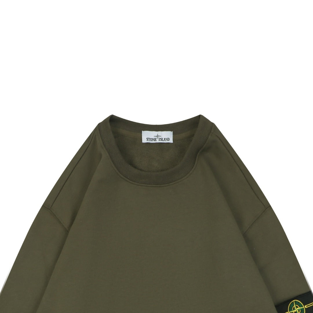 Stone Island Arm Badge Crew Neck Sweatshirt — Olive Green