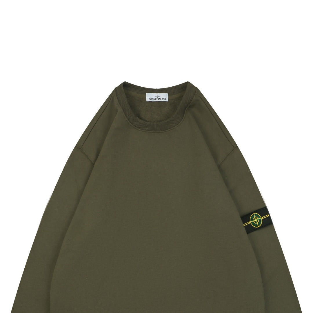 Stone Island Arm Badge Crew Neck Sweatshirt — Olive Green