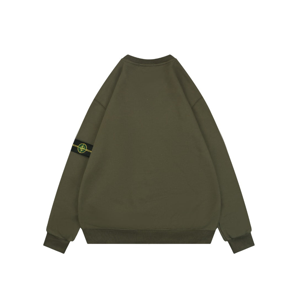 Stone Island Arm Badge Crew Neck Sweatshirt — Olive Green