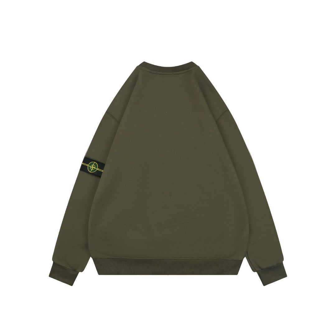 Stone Island Arm Badge Crew Neck Sweatshirt — Olive Green