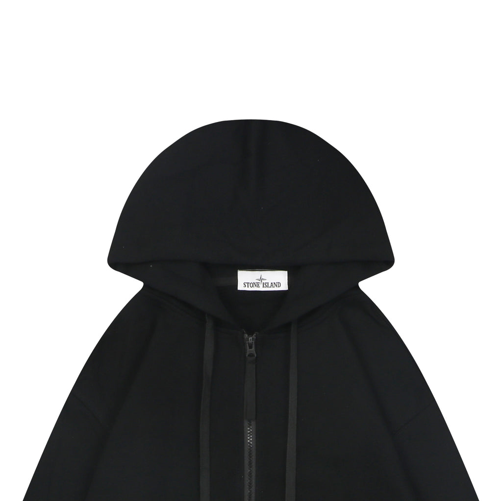 Stone Island Arm Badge Full-Zip Hoodie — Black