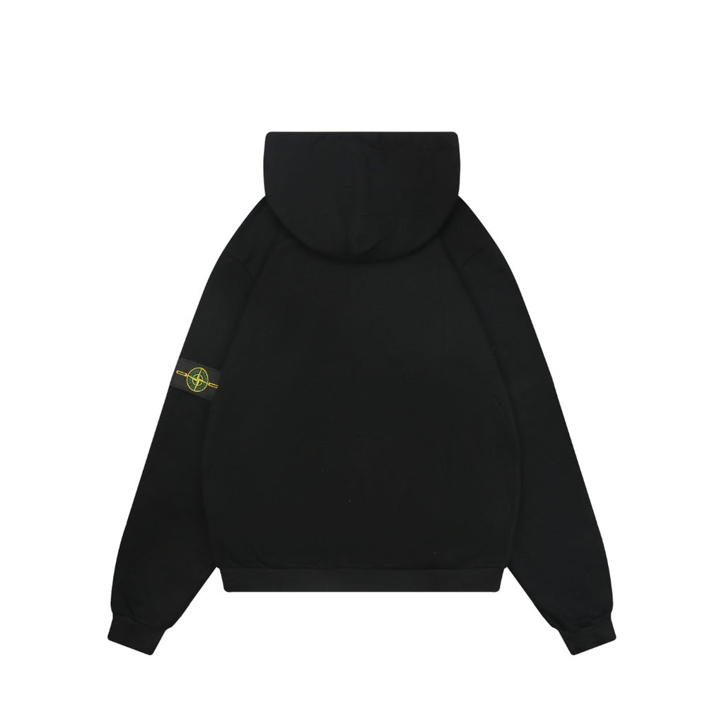 Stone Island Arm Badge Full-Zip Hoodie — Black