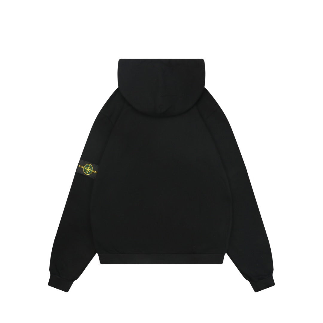 Stone Island Arm Badge Full-Zip Hoodie — Black