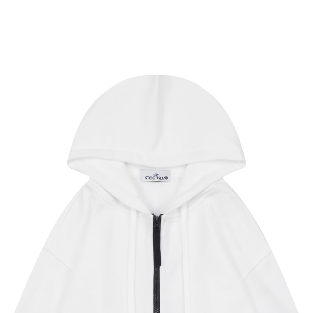 Stone Island Arm Badge Zip Hoodie — White
