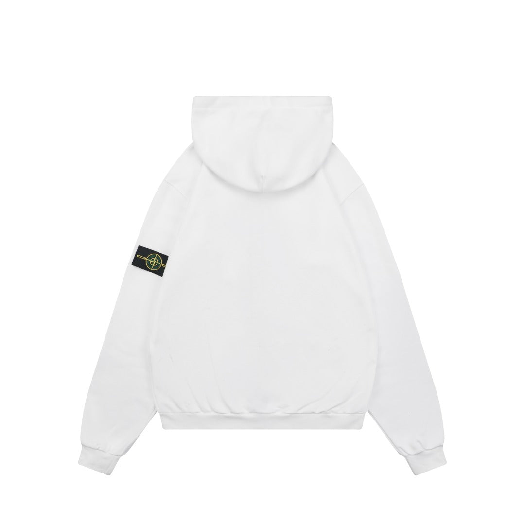 Stone Island Arm Badge Zip Hoodie — White