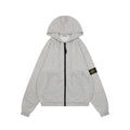 Stone Island Arm Badge Zip Hoodie — Light Grey