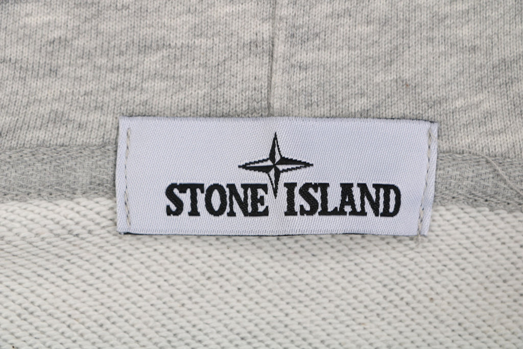 Stone Island Arm Badge Zip Hoodie — Light Grey