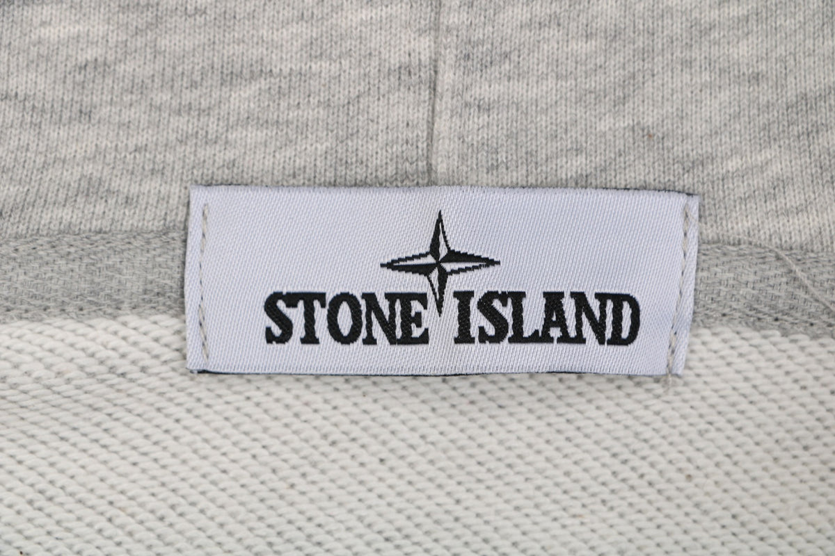 Stone Island Arm Badge Zip Hoodie — Light Grey