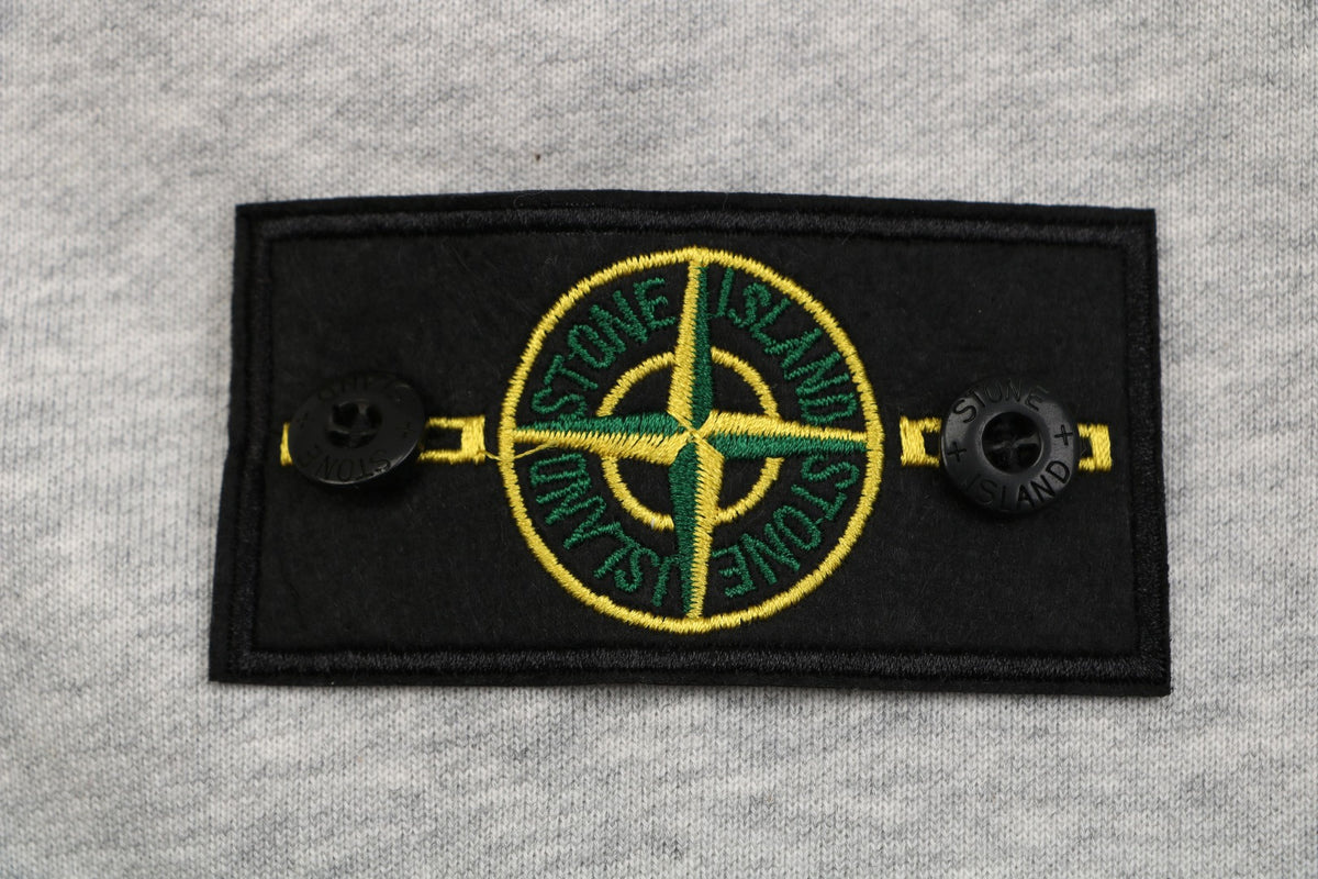 Stone Island Arm Badge Zip Hoodie — Light Grey