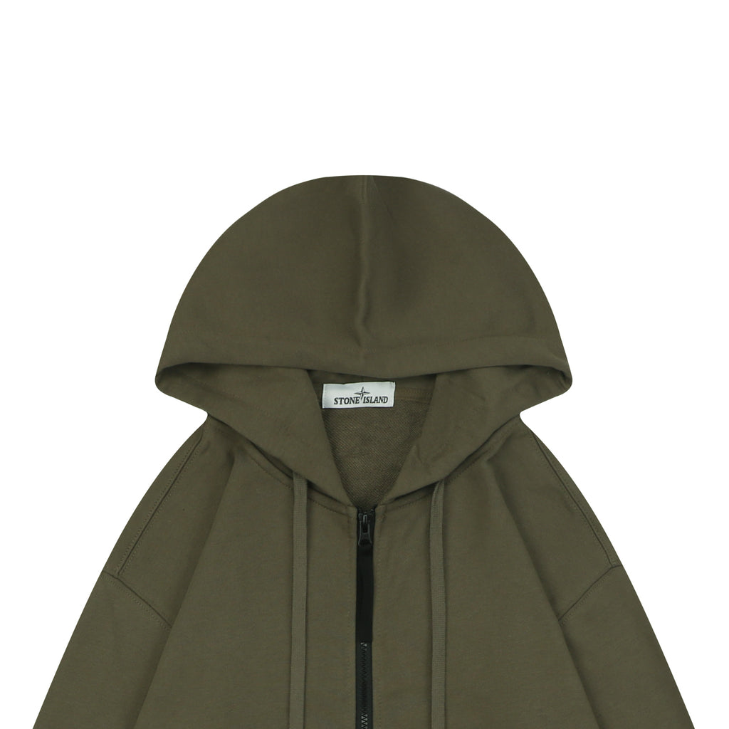 Stone Island Arm Badge Zip Hoodie — Olive Green