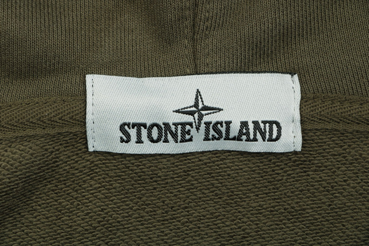 Stone Island Arm Badge Zip Hoodie — Olive Green