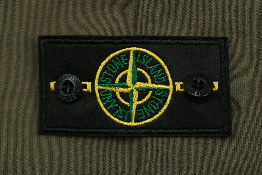 Stone Island Arm Badge Zip Hoodie — Olive Green