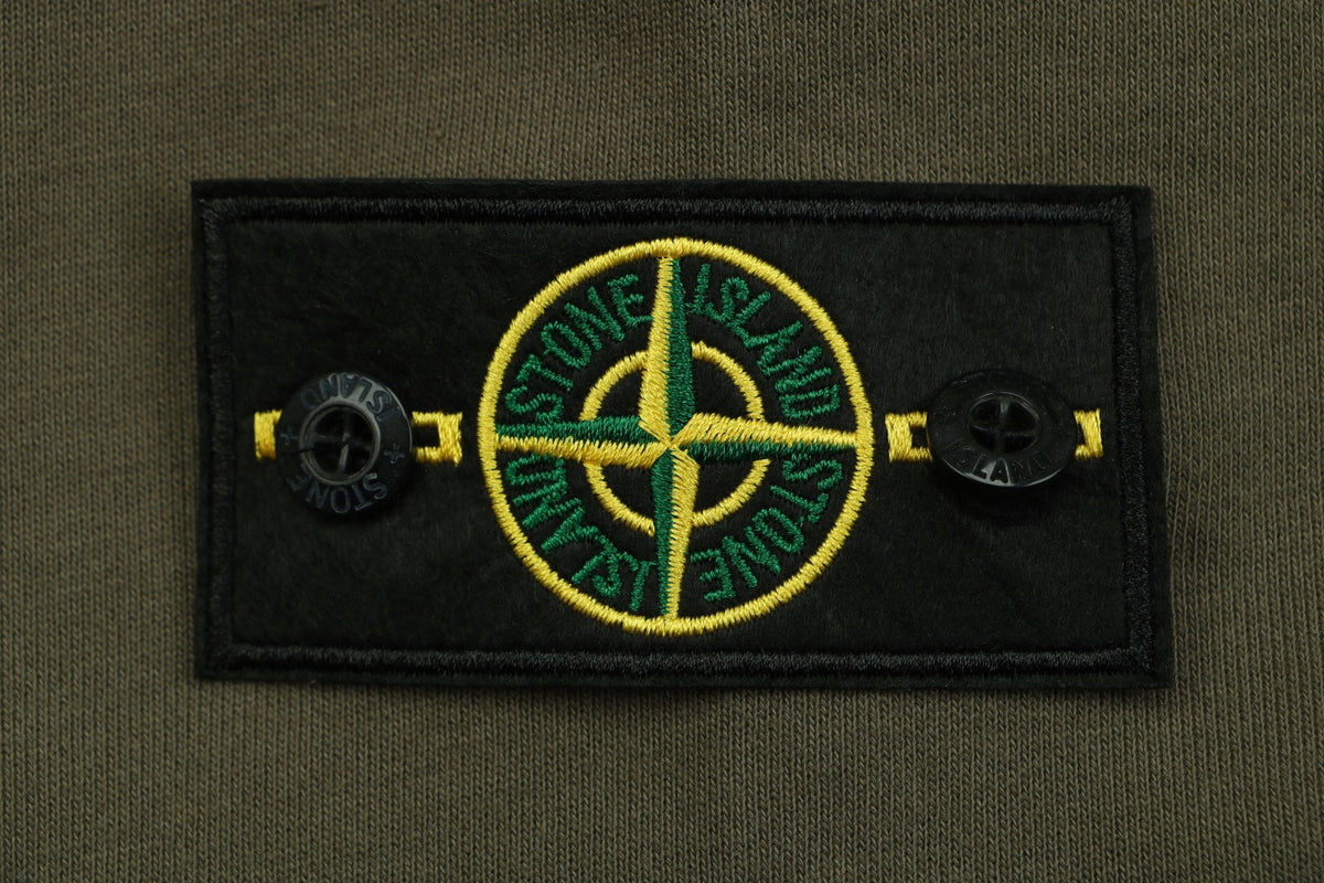 Stone Island Arm Badge Zip Hoodie — Olive Green
