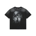 Saint Michael Anime Miserable House Cinematic Print Short Sleeve Tee — Vintage Black