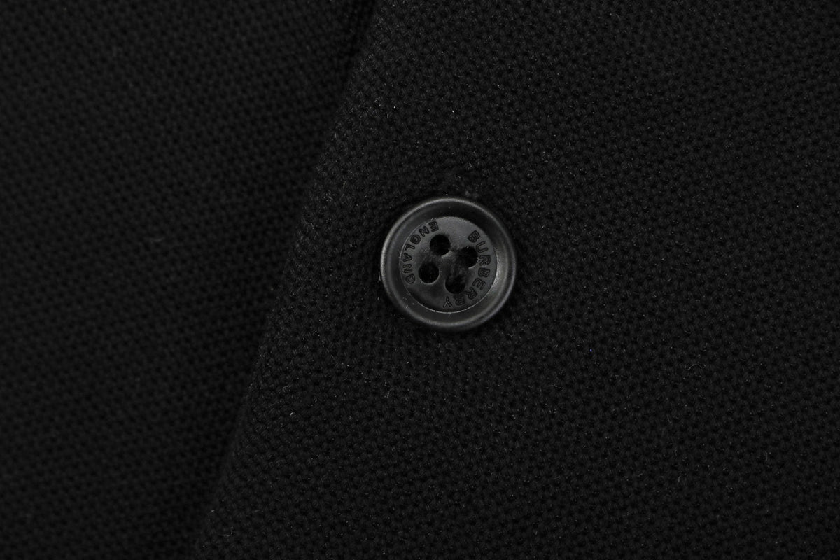 Burberry Equestrian Knight Embroidered Short Sleeve Polo — Black