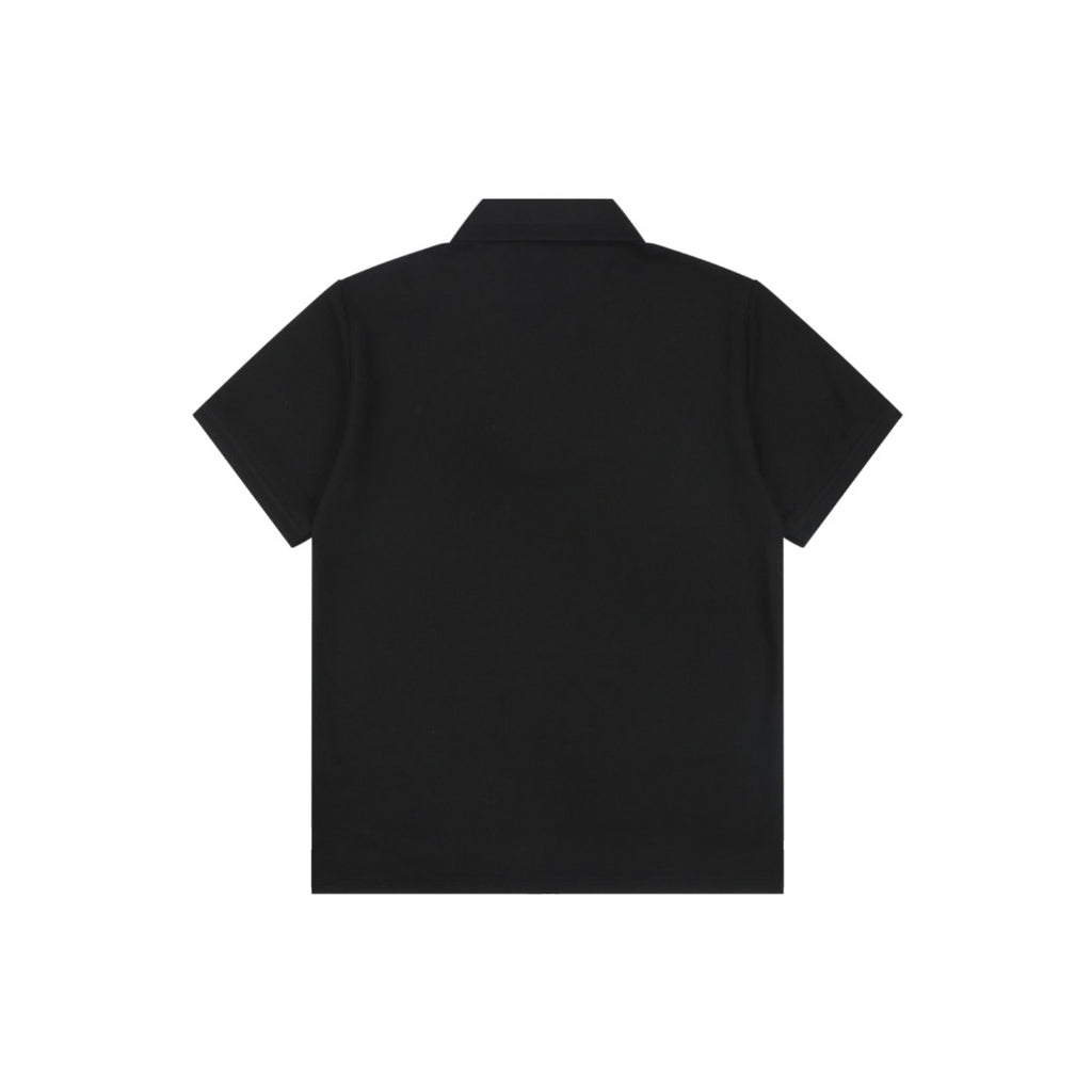 Burberry Equestrian Knight Embroidered Short Sleeve Polo — Black