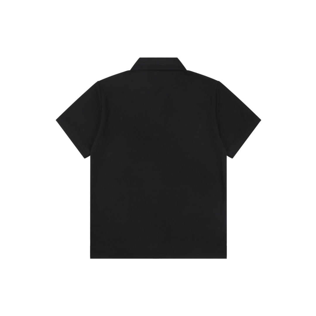 Burberry Equestrian Knight Embroidered Short Sleeve Polo — Black