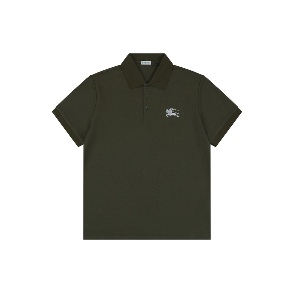 Burberry Equestrian Knight Embroidered Short Sleeve Polo — Hunter Green