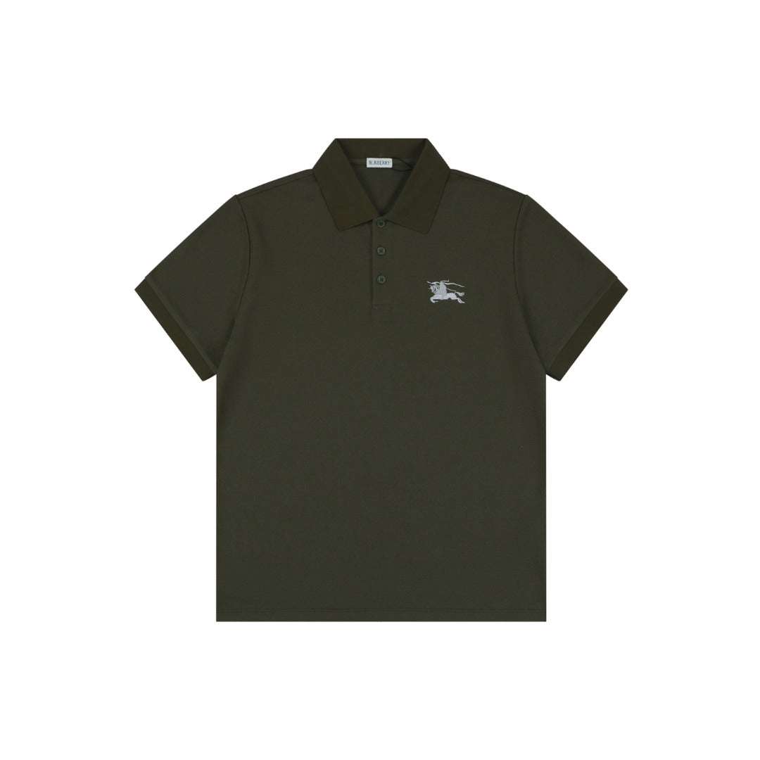 Burberry Equestrian Knight Embroidered Short Sleeve Polo — Hunter Green