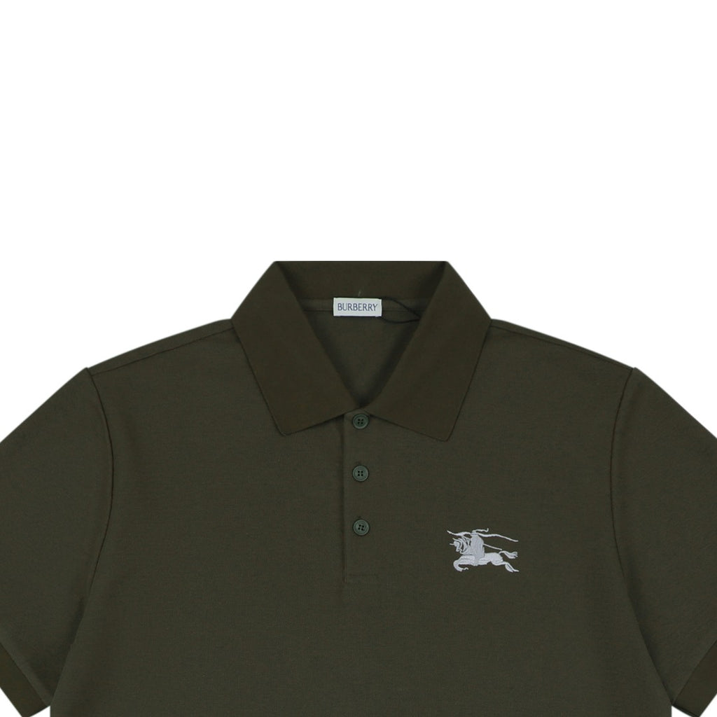 Burberry Equestrian Knight Embroidered Short Sleeve Polo — Hunter Green