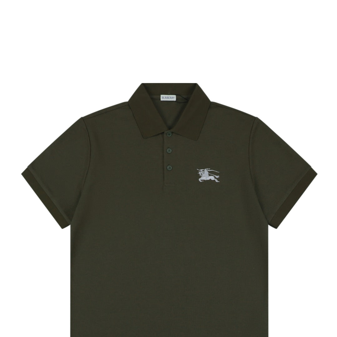 Burberry Equestrian Knight Embroidered Short Sleeve Polo — Hunter Green