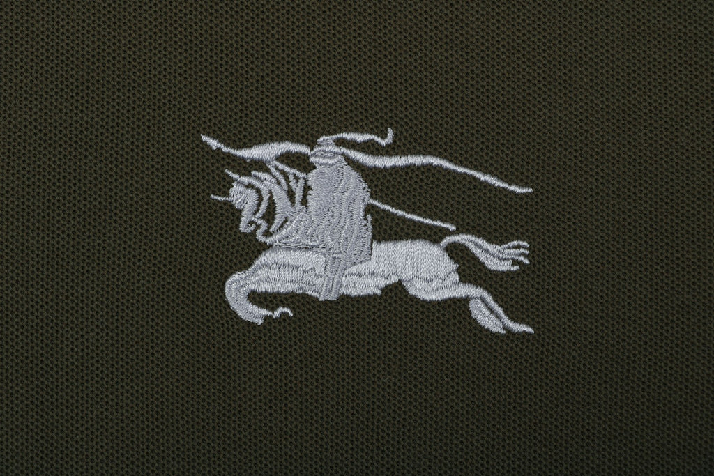 Burberry Equestrian Knight Embroidered Short Sleeve Polo — Hunter Green