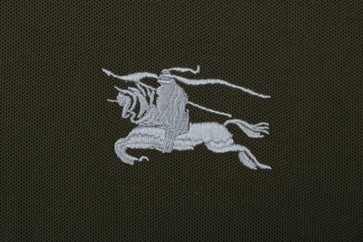 Burberry Equestrian Knight Embroidered Short Sleeve Polo — Hunter Green