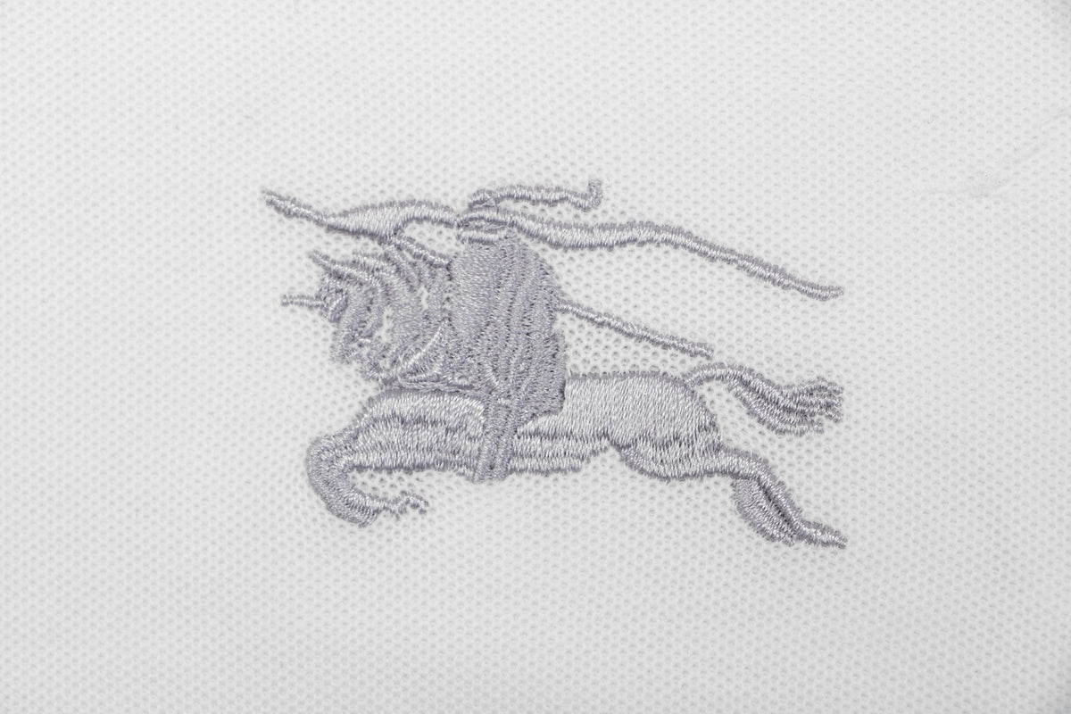 Burberry Equestrian Knight Embroidered Short Sleeve Polo — White