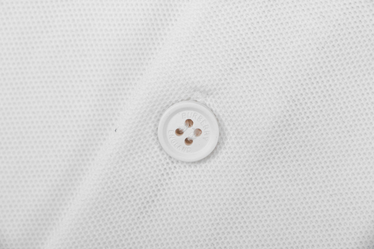 Burberry Equestrian Knight Embroidered Short Sleeve Polo — White