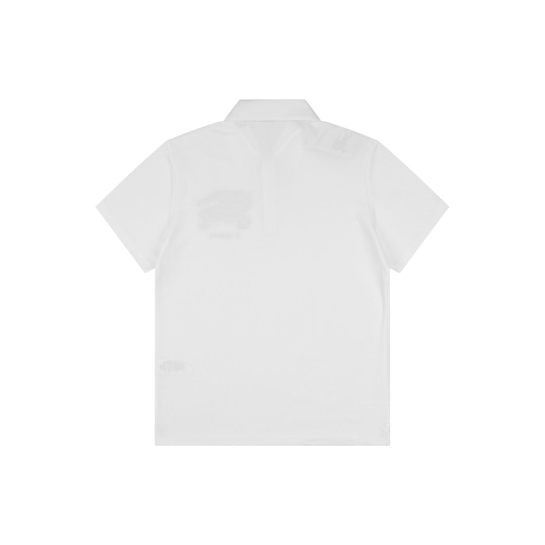 Burberry Equestrian Knight Embroidered Short Sleeve Polo — White