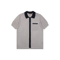 Fendi FF Colorblock Placket Short Sleeve Shirt — Stone Grey Black