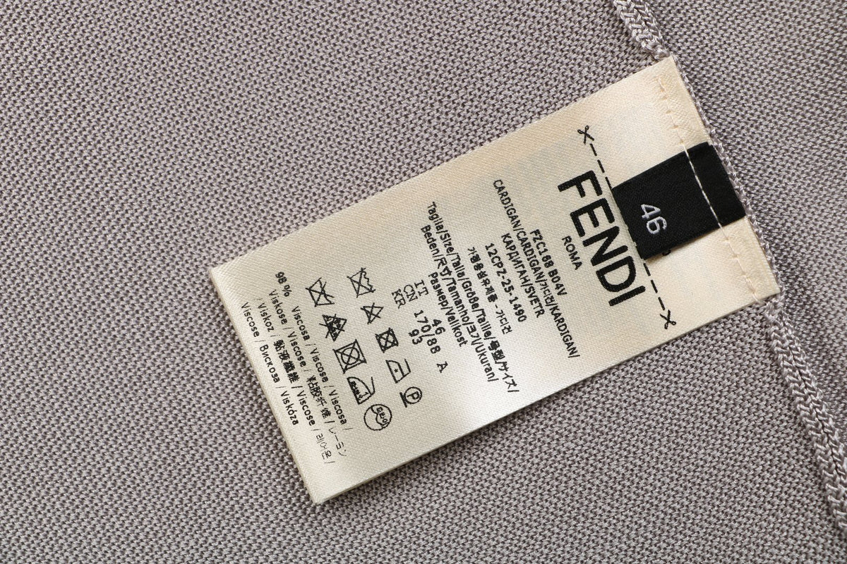 Fendi FF Colorblock Placket Short Sleeve Shirt — Stone Grey Black