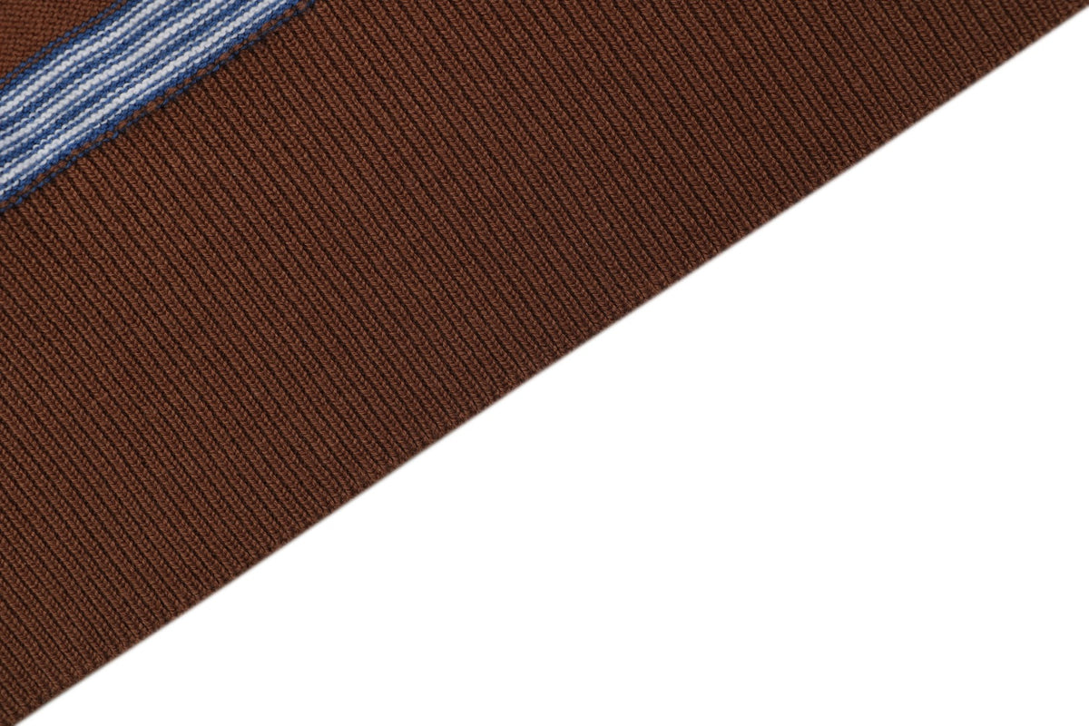 Moncler Stripe Jacquard M Badge Short Sleeve Polo — Brown Blue